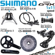 Shimano GRX RX810 Groupset 1x11 Speed Road Bike Disc Brake Groupset RX810 170mm 172.5mm 42T Crankset RX810 Shifter Lever Brake Caliper RX812 Rear Derailleur M8000 11-42T Cassette HG701 Chain With BBR60 Bottom Bracket Kit