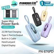 Pineng PN-876 10000mAh Powerbank 22.5W Fast Charging Power Bank Built in Cable Pawer Bank Pineng PN8