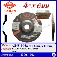 (5 OR 25pcs) 13001-002 GW- TAILIN GRINDING DISC ~ A24S X 4" RED 100mm x 6mm X 16mm GW-TAILIN