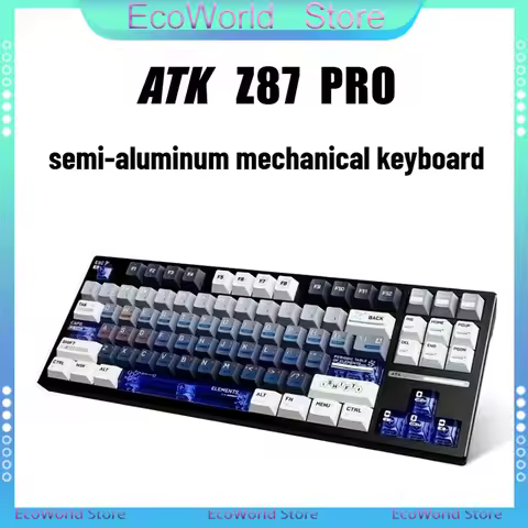 ATK Z87 PRO Custom Tri Mode Esports Mechanical Keyboard Semi Aluminum Transparent Keycaps PVD Light 