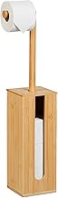 Relaxdays Toilet Roll Holder for 5 Toilet Rolls, Standing Toilet Paper Holder, Made of Bamboo, H 72 