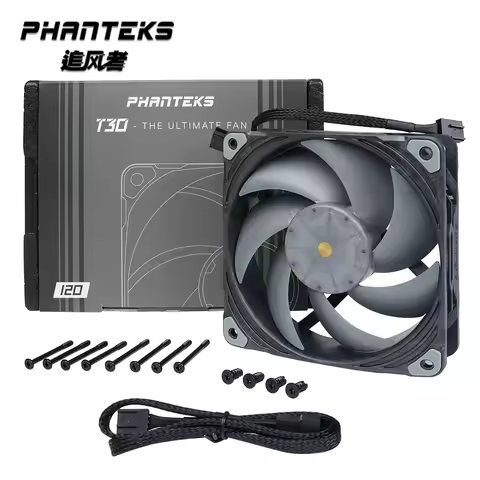 PHANTEKS T30 Industrial Grade High Pressure 12CM PWM Water Air Cooling Fan,Dual Vapo Bearing,120X120