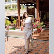 Women's lace skirt with thigh slit 95cm hacked in big size [KIMBIGSIZE]