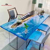 ♀✠⊕Epoxy resin glue river table solid wood desktop large board log tea table tea table tea table 1 meter 8 creative wood