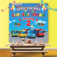 TAYO Bus Birthday Banner Birthday Banner Character Costume Background Backdrop Birthday Party Decor