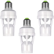 Hortsun 3 Pieces Motion Sensor Light Socket Smart Screw in Light Bulb Outlet Compatible with E26/e27