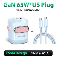 【Nexode】UGREEN Uno เครื่องชาร์จ GaN 3 พอร์ต 65W พับเก็บได้ - RoboGaN เร็วแรง สำหรับ MacBook iPhone 1