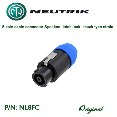 Swiss made Neutrik Original NL8FC 8 pole cable connector latch lock chuck type strain relief for cab