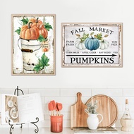 Country Farm Style Fall Pumpkins Retro Posters and Prints Rustic Fall Market Sign Canvas Painting Fa