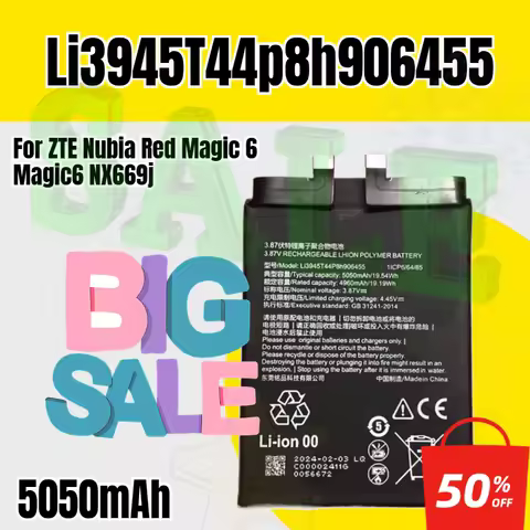 5050mAh Li3945T44p8h906455 Battery for ZTE Nubia Red Magic 6 Magic6 NX669j Phone