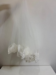 白色蕾絲lace頭紗