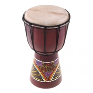 กลอง Djembe แอฟริกัน6นิ้วงานไม้แพะผิวแบบดั้งเดิมเครื่องดนตรีแอฟริกัน