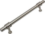 GlideRite Hardware 4340-160-SN-10 6.25 inch CC Solid Steel Barrel Ring Cabinet Bar Pulls 10 Pack, 6.