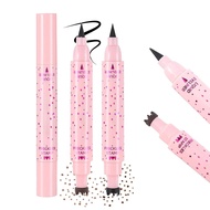 DAGEDA 2 Colors Eyeliner Freckle Pen, 2 in 1 Brown Freckle Stamp and Black Liquid Eyeliner, Waterpro