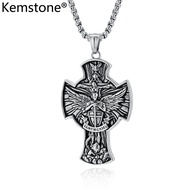 Kemstone Retro Saint Michael Archangel Sword Stainless Steel Cross Pendant Necklace Mens Exorcism Je