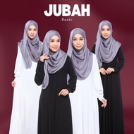 JUBAH BASIC MUSLIMAH Umrah Murah Hitam Putih Wanita Perempuan  Moss Crepe Plain Ironless Plus Size