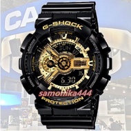 นาฬิกาข้อมือCasio GShockนาฬิกาข้อมือผู้ชายสีดำ/สีทองสายเรซิ่นรุ่นGA-110GB-1ADR