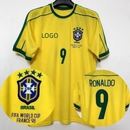 Brazil 1998 Retro Edition Men‘S Home Short Sleeve Football Jersey Shirt