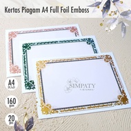 Blanko / Kertas Piagam / Sertifikat A4 Simpaty Full Foil Emas mewah