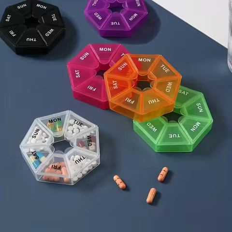 2Pcs 7-Days Pill Storage Box Mini Travel Portable Medicine Dispensing Boxes Multifunctional Plastic 