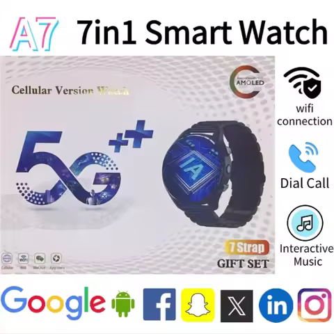 5G Smartwatch A7 Amoled SIM card Dual camera GPS WIFI Connect AI voice assistant Google Play Store S