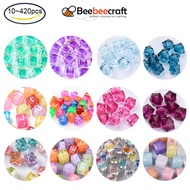 BeeBeecraft 10~420pcs Mixed Color Transparent Acrylic Dice Beads 8mm hole:1mm for Jewellery Making