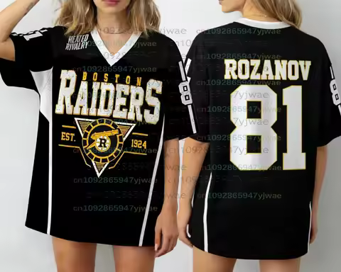 2026 Women Plus Size Boston Raiders Ilya Rozanov Fans Hockey Jersey Women Men Short Sleeve T-Shirt U