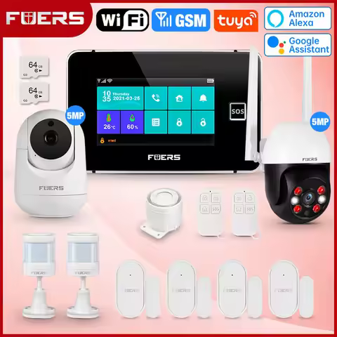 FUERS WiFi GSM Tuya Smart Home Security Alarm System G60B 4.3 Inch Anti-theft Alarm Temperature Humi