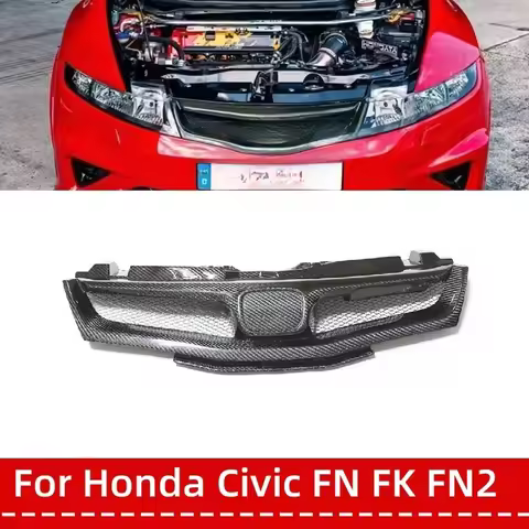 For Honda Civic FN FK FN2 TYPE R 2006 2007 - 2012 Real Carbon Fiber & Glass Fiber (Unpaited) Front G