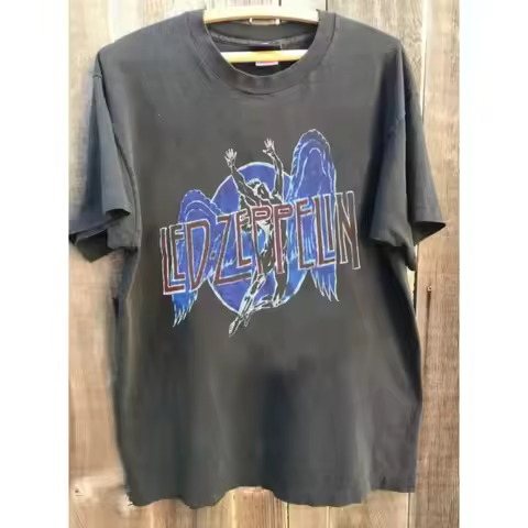 Rare Design Charcoal Grey Neutral Shirt Led Zeppelin Retro 80s Concert