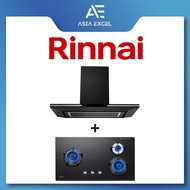 RINNAI RH-C1059-PBR 90CM CHIMNEY HOOD + RINNAI RB-93TG 3 BURNER HYPER FLAME GLASS HOB WITH SAFETY DEVICE