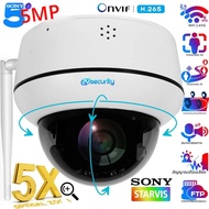 กล้องโดม PTZ Wi-Fi 5MP กล้อง IP 5X ซูมออปติคอลติดตามแบบมนุษย์พูดคุยแบบไร้สายกล้องการเฝ้าระวังสำหรับค