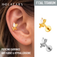 (L65) F136L TITANIUM STEEL BARBEL PIERCING EARRINGS | HELIX LOBE UPPERLOBE FLAT CONCH