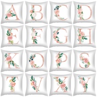 [Single Side] 1 Piece Short Plush Sofa Pillow Case 45cm x 45cm 26 Pink English Letter A-Z Pattern Cu