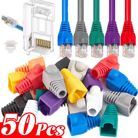 Ethernet Cable Connector Plug Cover RJ45 Cat6 Cat5e Connectors Ethernet Pass Through Plugs Protectiv