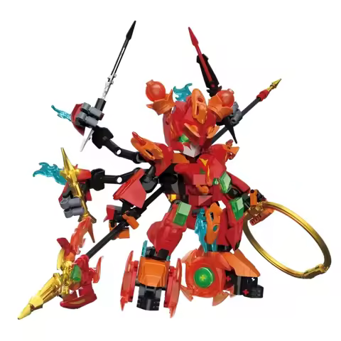 New Three Kingdoms Lu Bu Zhao Yun Bull Demon Mech Guan Yu Building Blocks Model Sun Wu Boy Holiday G