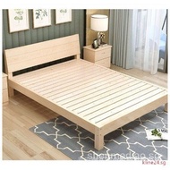 STOCKPinewood Bed Frame / New Queen Size Bedframe / Parcel Solid Wood 1.8 m Pine Double 1.5m Single 1.2m Simple kline24.sg XINX