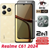 Realme C61 2024 Anti-Spy Privacy Full Cover Tempered Glass Screen Protector Film Private Film For Re