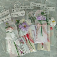 1 blooming tulip with card bag used as a gift for November 20, January 20, March 8