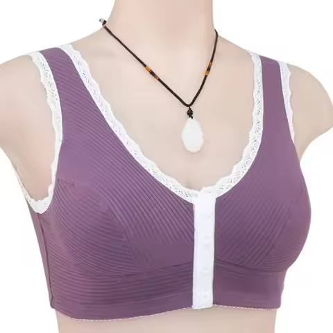 Front Closure Cotton Bras Women Wire Free Lace Bra Removable Padded Camisole Women Underwear Confort