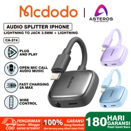 MCDODO Converter Splitter For iPhone 8 X Xr Xs 11 12 13 14 Charging Audio, Call, Open Mic Game