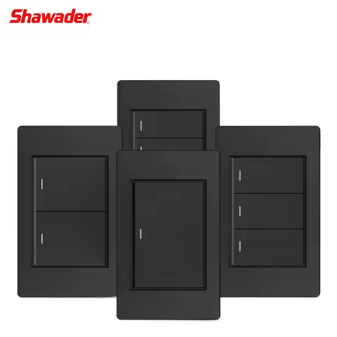 Shawader 1/2/3Gang 1way 2way Black PC Panel Brazil USA Italy Mexico 250V 16A Standard Light Wall Swi