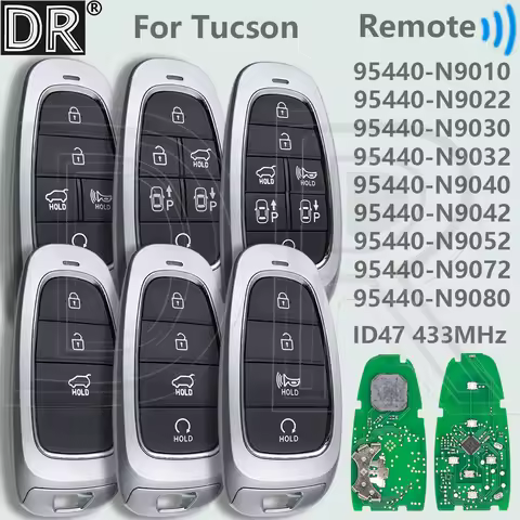DR 95440-N9010/N9022/N9030/N9032/N9040/N9042/N9052/N9072/N9080 ID47 Chip 433MHz Car Remote Key For H
