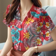 Floral pattern shirt 48 Women's chiffon shirts, Hawaiian shirts for women, women's shirts, floral sh
