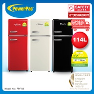 PowerPac 2-Door Fridge 114L Retro Fridge, Mini Fridge (PPF118)