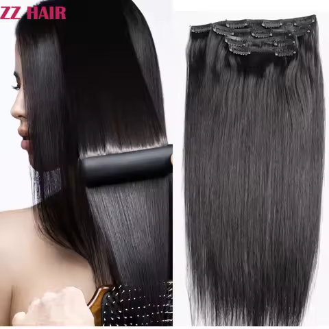 ZZHAIR 100% Human Remy Hair Extensions 16"-26" 4pcs Set 140g-160g Clips In Four Pieces 1x20cm 1x15cm