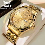 OPK นาฬิกา ผู้ชาย ของแท้ สแตนเลส กันน้ำ ส่องสว่าง 100% ใหม่ แฟชั่นควอตซ์นาฬิกา