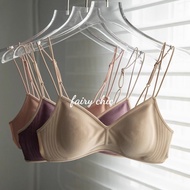 Sexy French Spaghetti Straps Triangle Cup No Wire Ultra Thin Bra M-XL