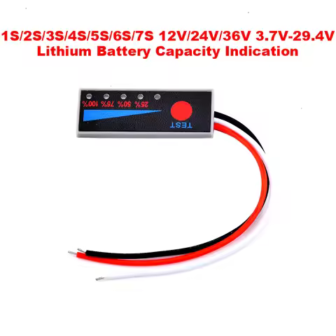 1S/2S/3S/4S/5S/6S/7S 12V/24V/36V 3.7V-29.4V Lithium LiFePO4 Battery Capacity Test Power Level Indica