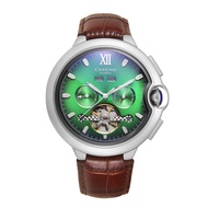 นาฬิกาข้อมือ CASENO Mechanical Flywheel Strap Year Calendar Moon Phase Automatic นาฬิกาข้อมือแบบหนัง